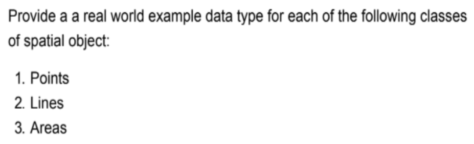 Solved Provide a a real world example data type for each of | Chegg.com