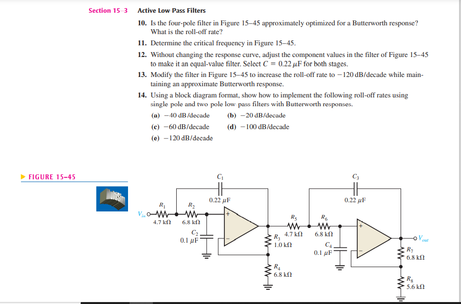 Solved FIGURE 1545 Section 153 Active LowPass Filters