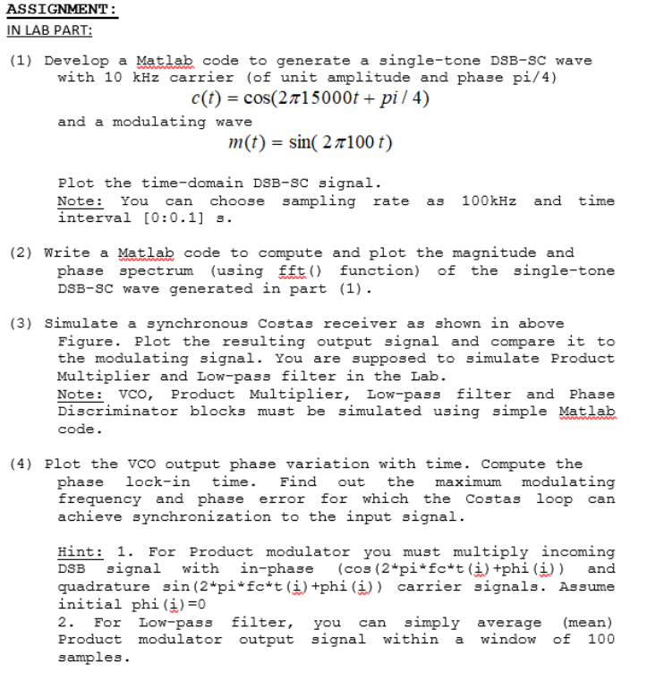 assignment code matlab