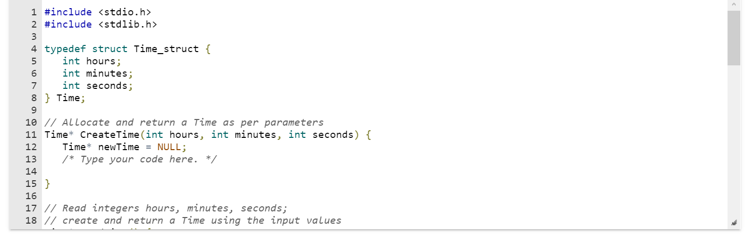 Solved The template code defines a Time struct. Given main() | Chegg.com