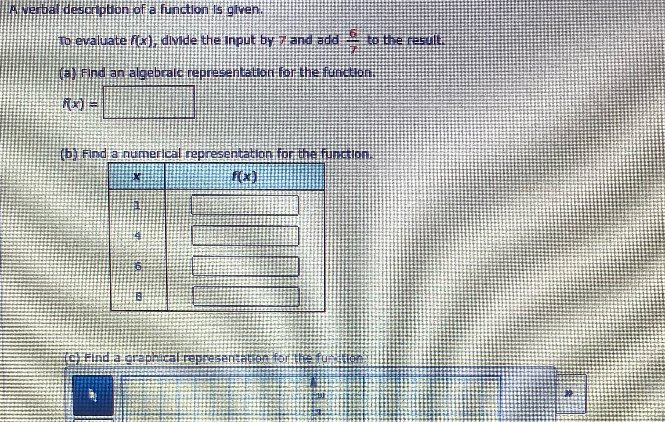 Solved (b) Find a numerical representation for the function. | Chegg.com