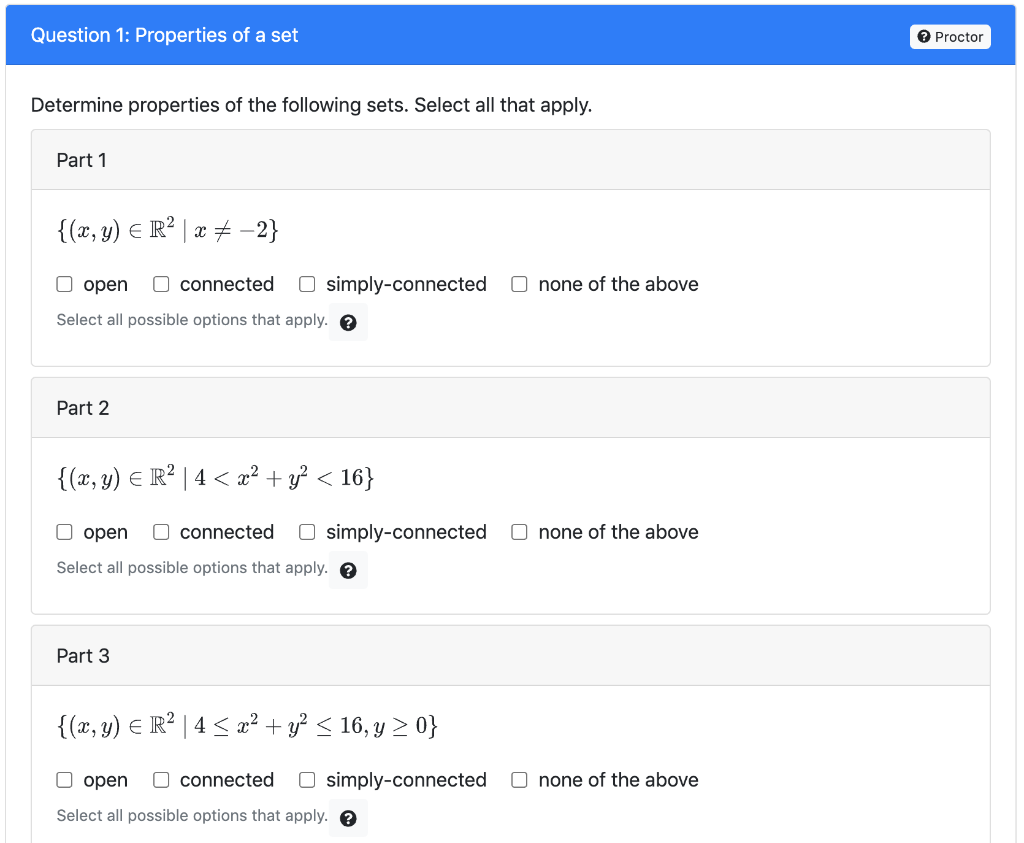 Solved Question 1 Properties of a set Proctor Proctor