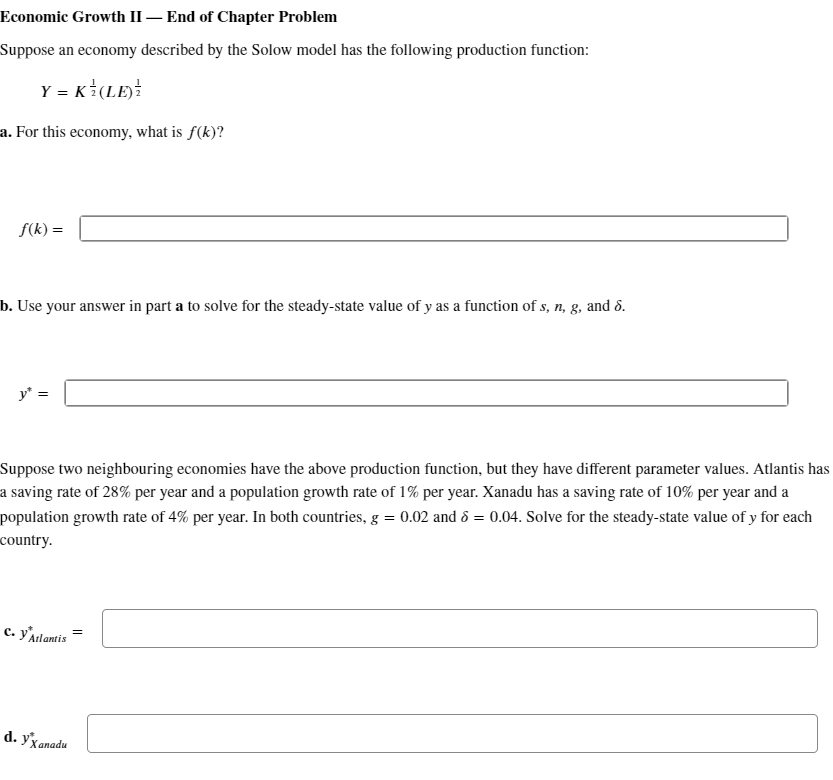 Solved Economic Growth II - End Of Chapter Problem Suppose | Chegg.com