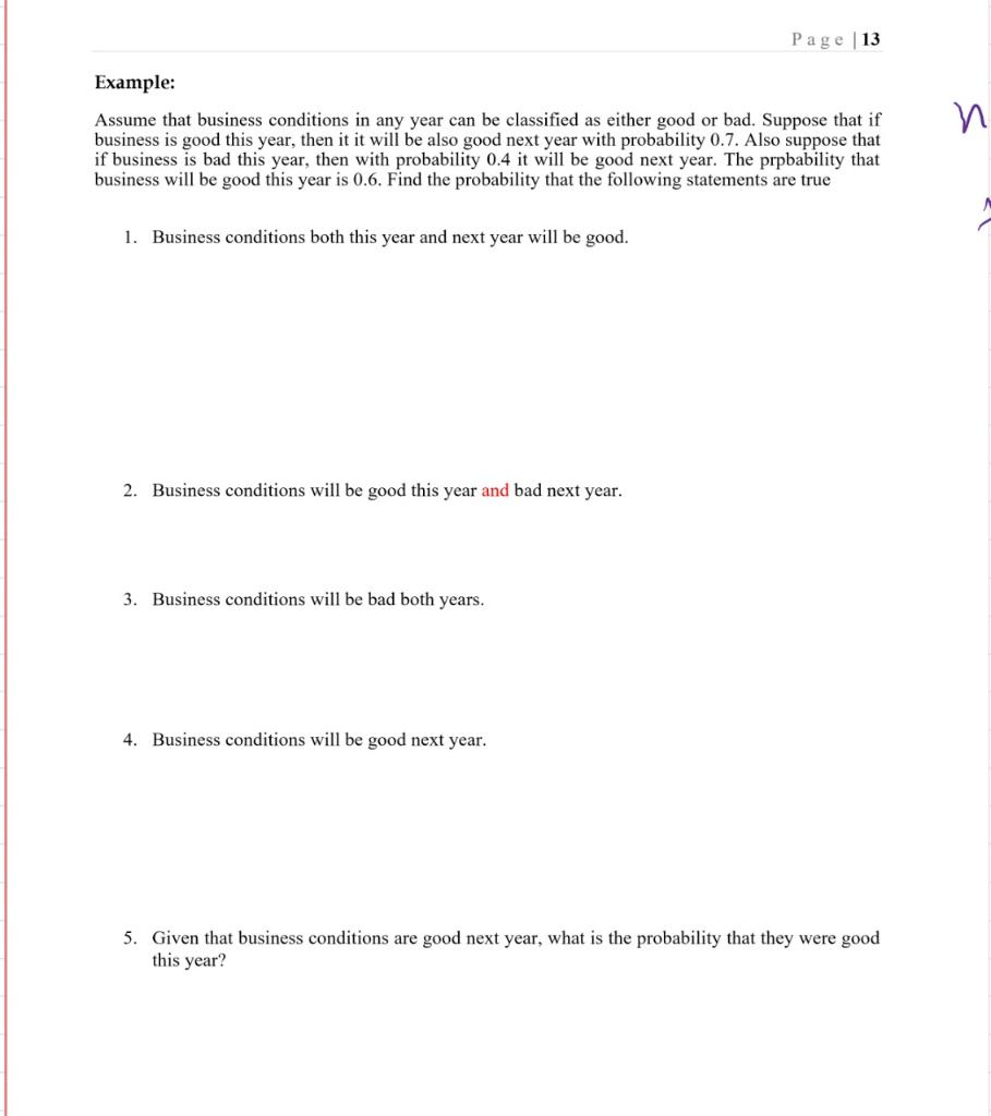 Solved Page 13 Example Assume that business conditions in
