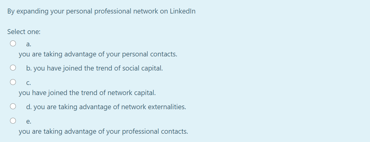 Maximizing personal earning capacity professional network