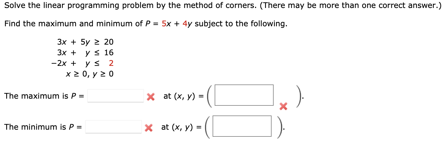 Solved Solve the linear programming problem by the method of | Chegg.com