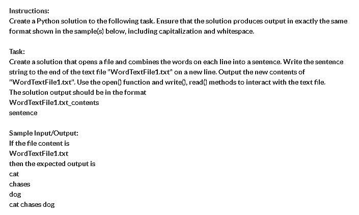 Solved Instructions: Create a Python solution to the | Chegg.com