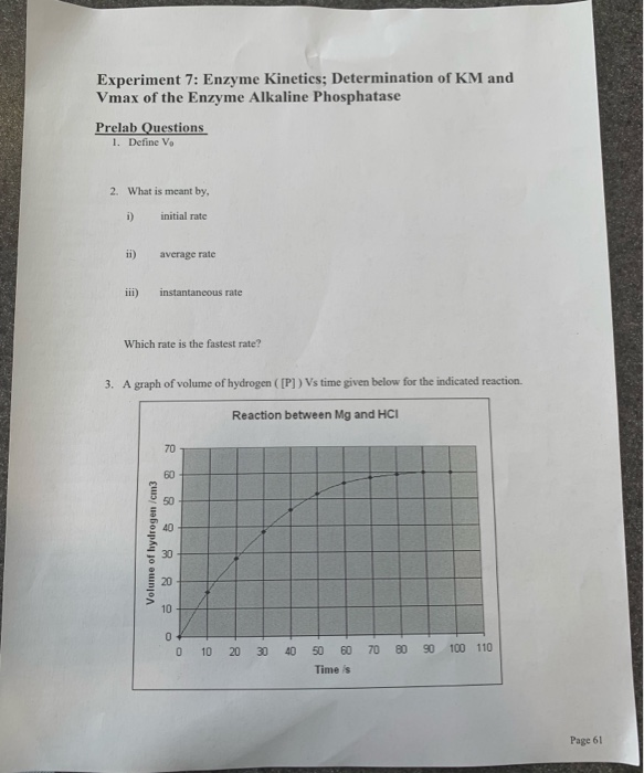 Solved Experiment 7 Enzyme Determination of KM