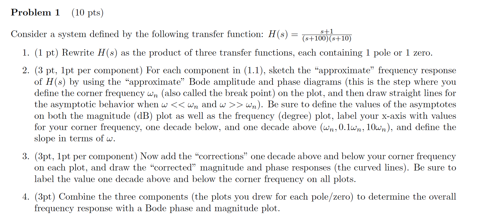 Problem 1 (10 pts) = Consider a system defined by the | Chegg.com