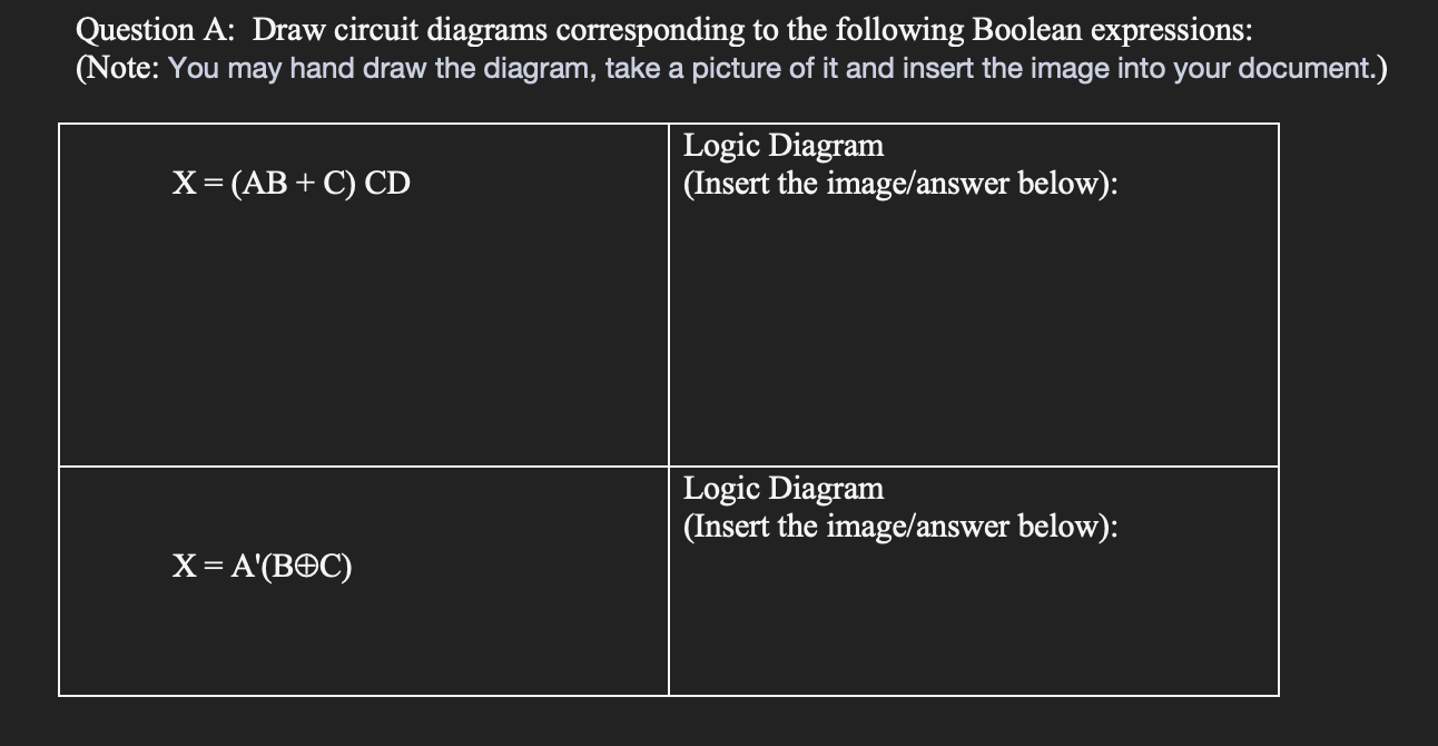 Solved Question A: Draw circuit diagrams corresponding to | Chegg.com