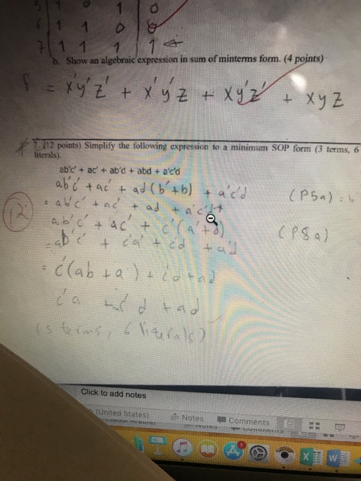 Solved B. Show An Algebraic Expression In Sum Of Minterms | Chegg.com