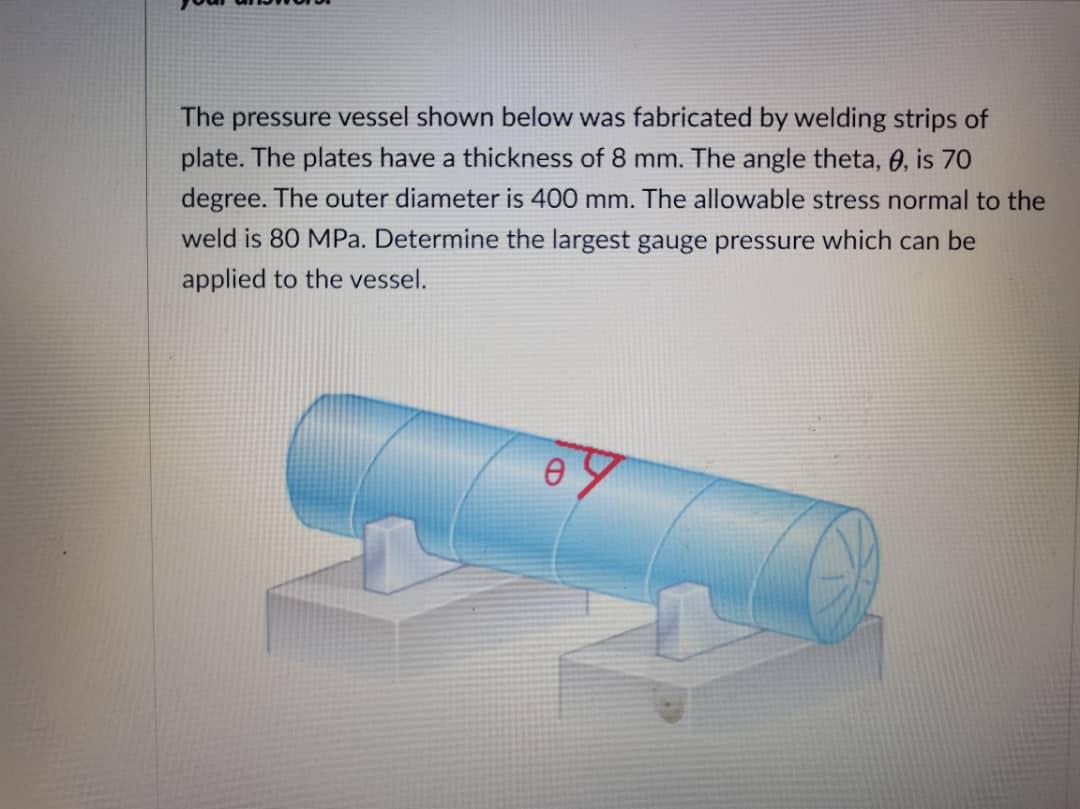 Solved The Pressure Vessel Shown Below Was Fabricated By | Chegg.com