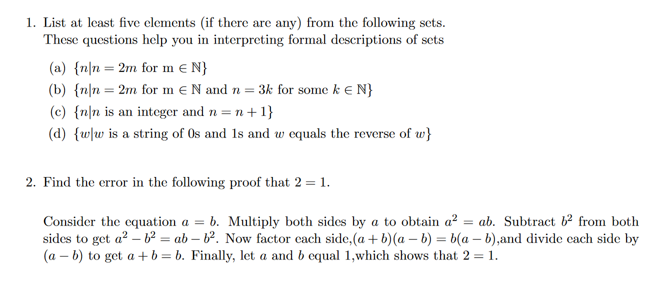 Solved 1. List at least five elements (if there are any) | Chegg.com