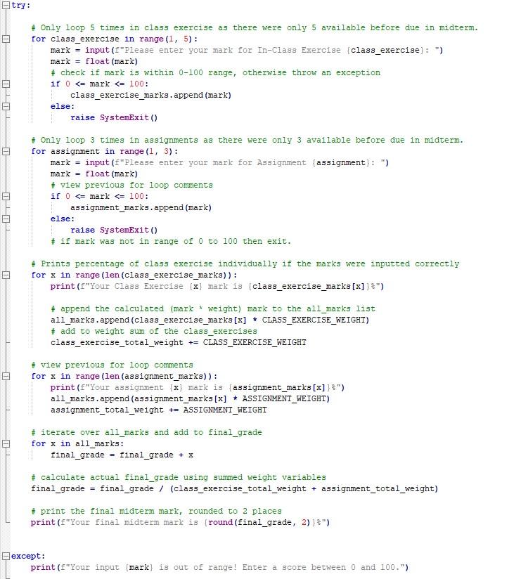 Solved CLASS_EXERCISE_WEIGHT =2.5 ASSIGNMENT_WEIGHT =8 | Chegg.com