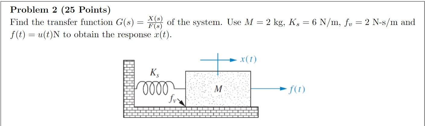 Solved Problem 2 (25 Points) Find the transfer function | Chegg.com