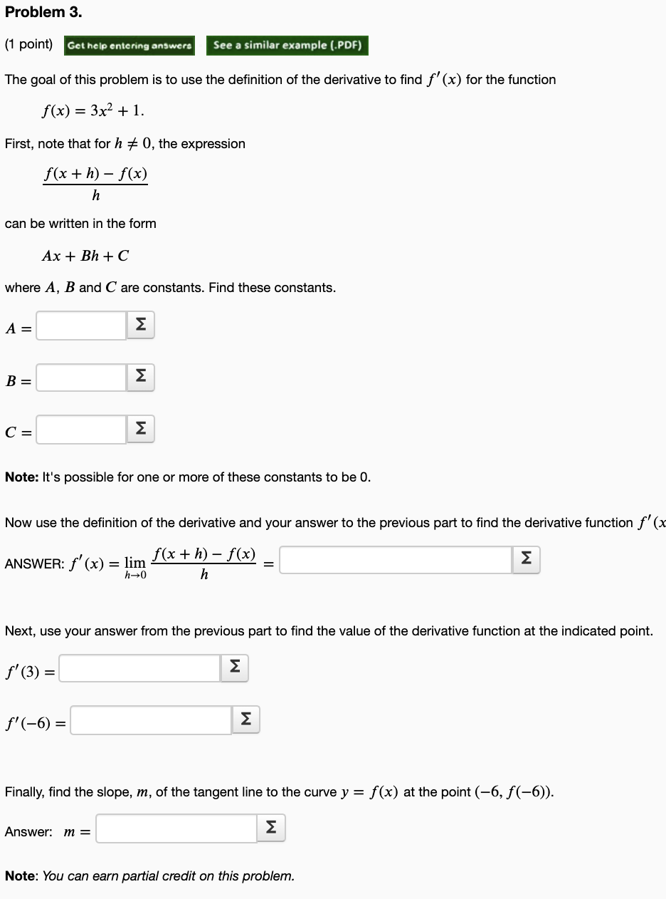 Solved Problem 3. (1 point) Get help entering answers See a | Chegg.com
