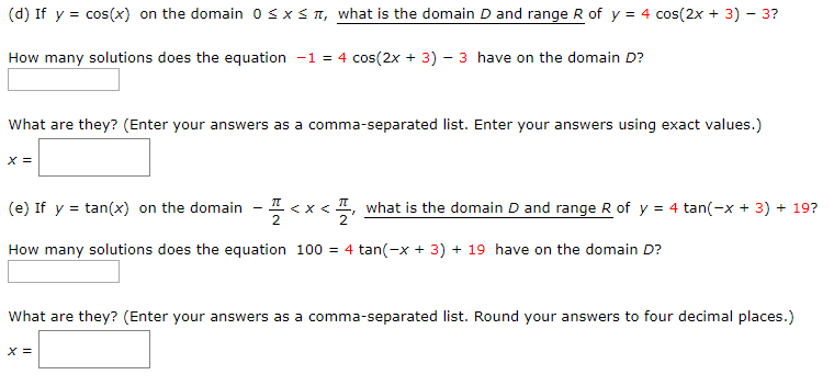 domain of y cos 1 x