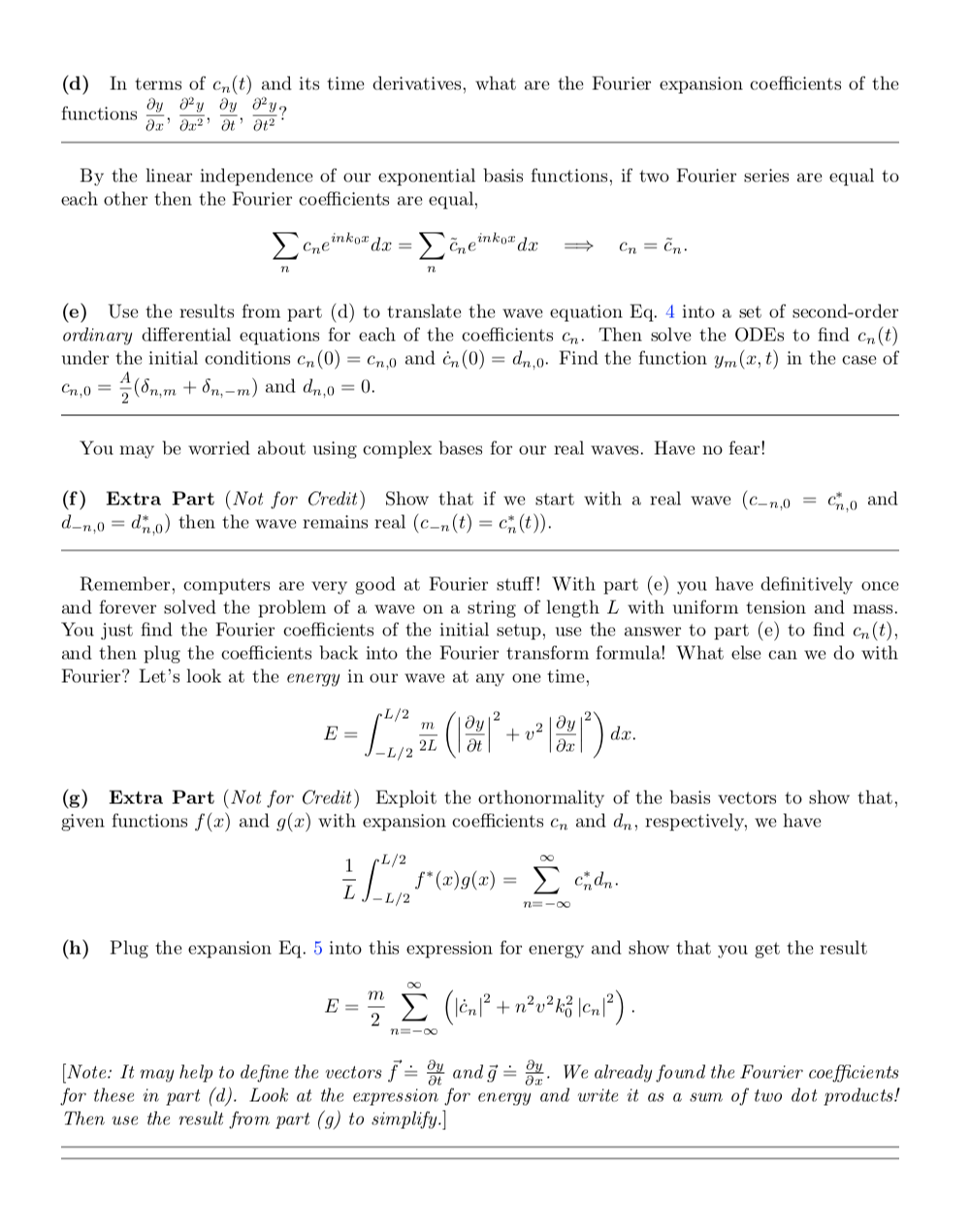 Solved Problem 9 3 The Complex Fourier Series Consider Chegg Com