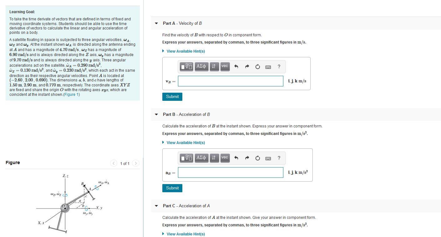 Solved Part A - Velocity Of B Find The Velocity Of B With | Chegg.com