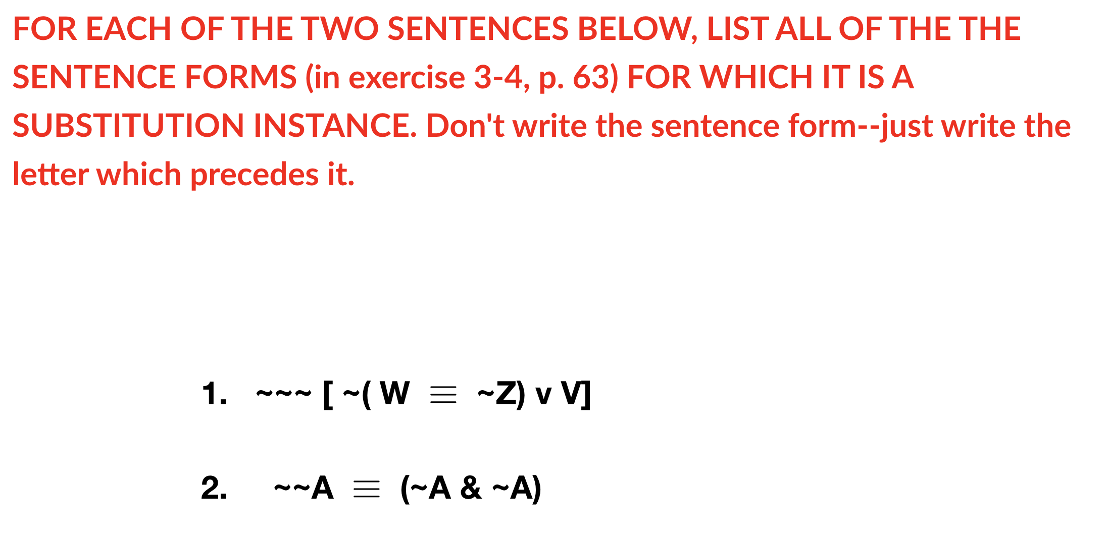 just use the letters of the arg forms in the text in | Chegg.com