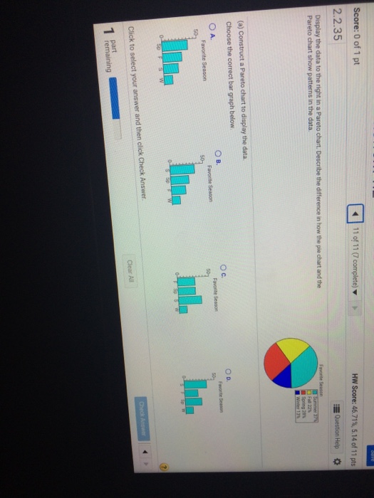 Solved Display The Data To The Right In A Pareto Chart Chegg Com