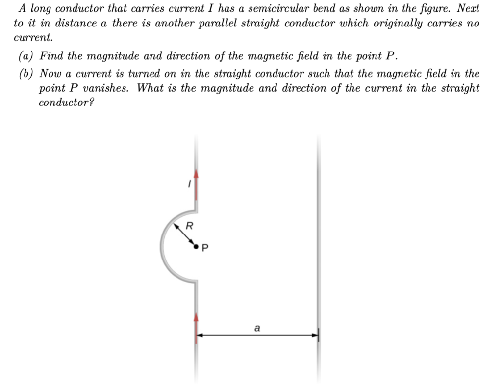 Solved A long conductor that carries current I has a | Chegg.com