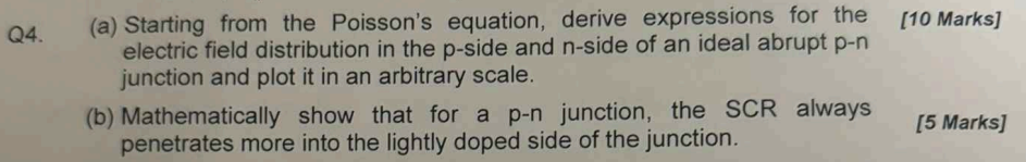 Solved Q4. (a) ﻿Starting from the Poisson's equation, derive | Chegg.com