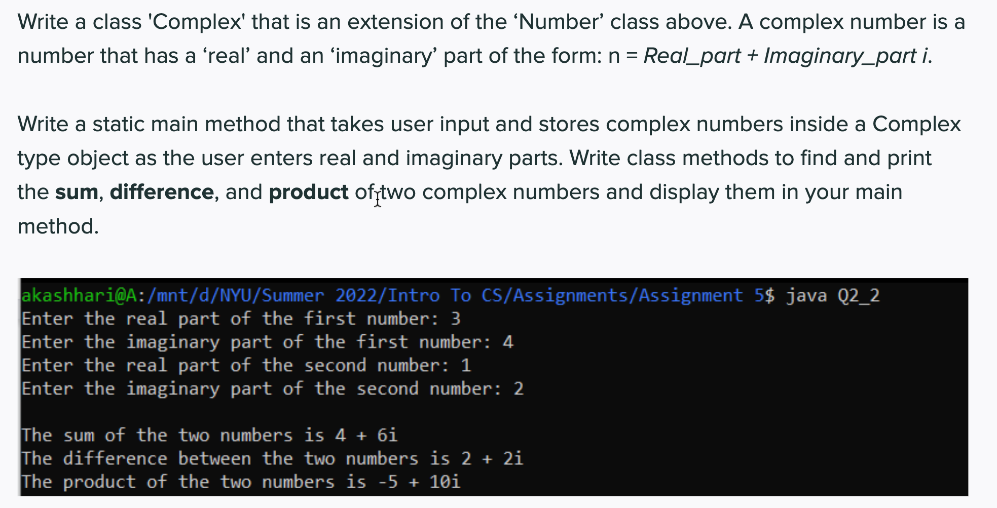 Solved Write a class 'Complex' that is an extension of the | Chegg.com