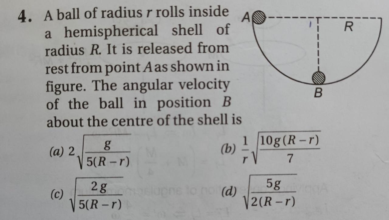 Solved R 4. A ball of radius r rolls inside A a | Chegg.com