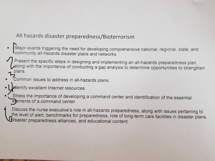 Solved All Hazards Disaster Preparedness Bioterrorism Major Chegg