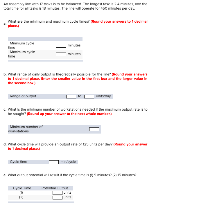Solved An assembly line with 17 tasks is to be balanced. The | Chegg.com