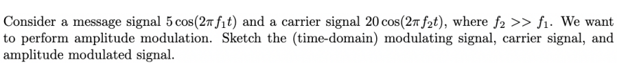 Solved Consider a message signal 5 cos(2π fit) and a carrier | Chegg.com