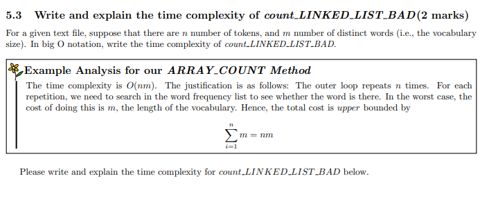 Solved 5.3 Write and explain the time complexity of | Chegg.com