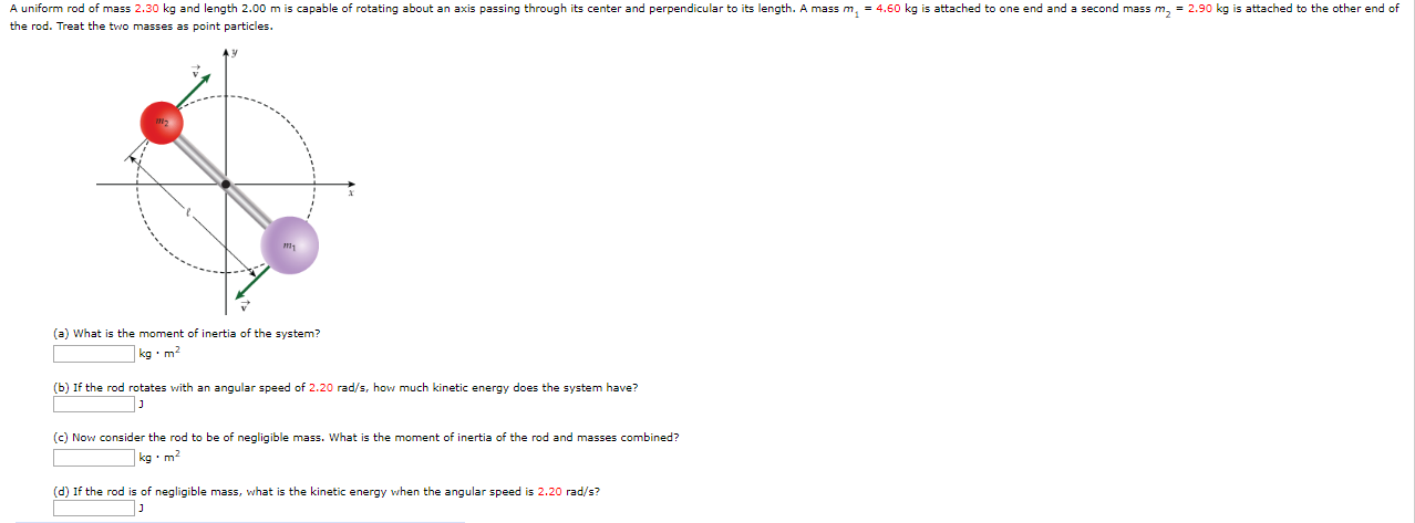 Solved A Uniform Rod Of Mass 2.30 Kg And Length 2.00 M Is | Chegg.com