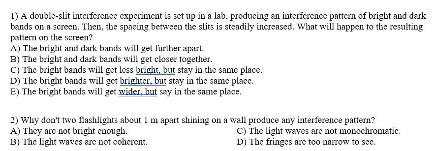 Solved 1) A double-slit interference experiment is set up in | Chegg.com