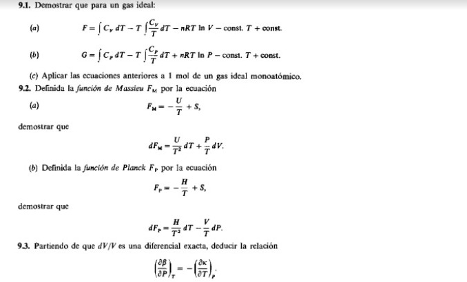 9.1. Demostrar que para un gas ideal: (a) | Chegg.com