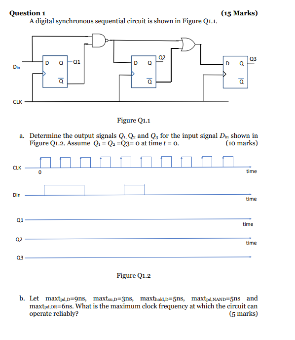 Solved Question 1 (15 Marks) Q3 Q1 A Digital Synchronous | Chegg.com