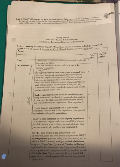 Biology lab report aim