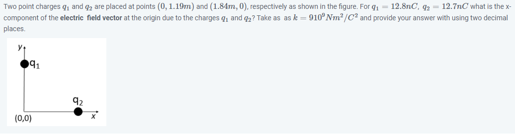 Solved Two point charges q1 and q2 are placed at points | Chegg.com
