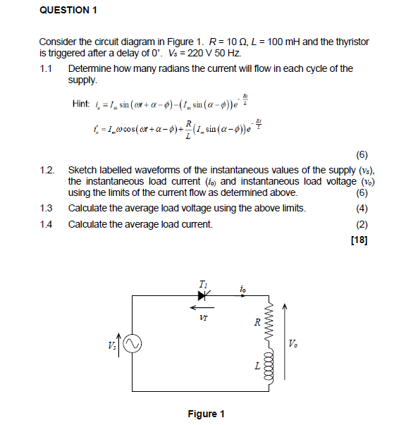 Solved QUESTION 1 Consider the circuit diagram in Figure 1. | Chegg.com