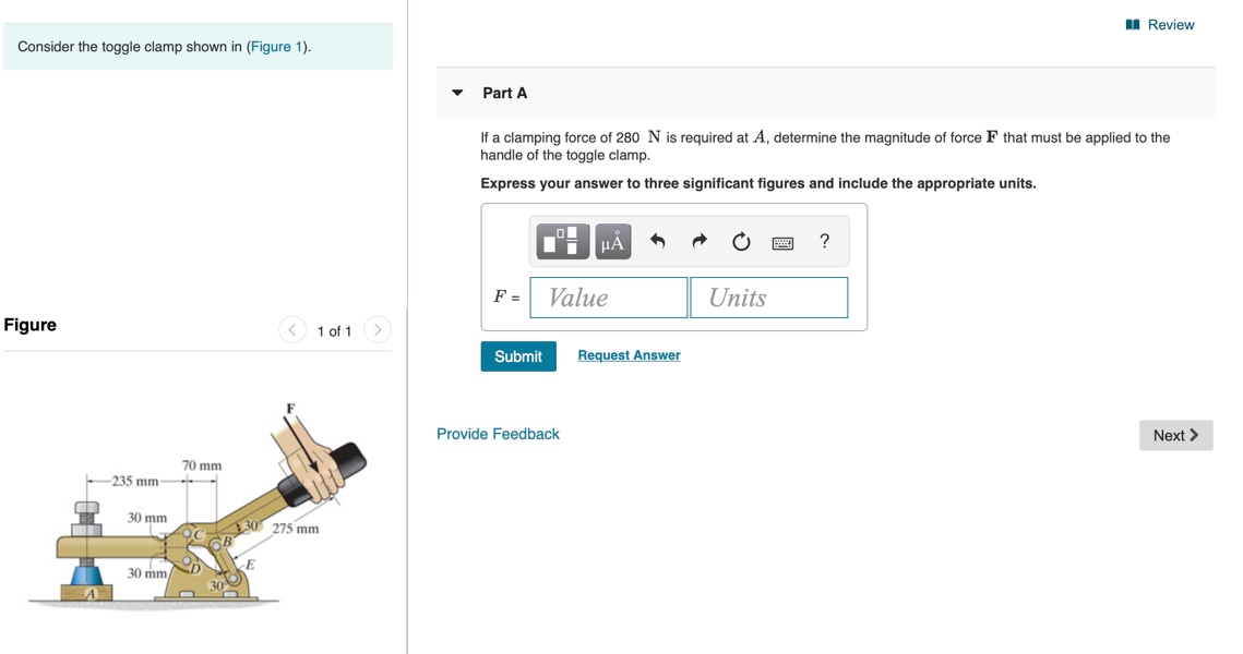 Solved A Review The clamp shown in (Figure 1) has a rated