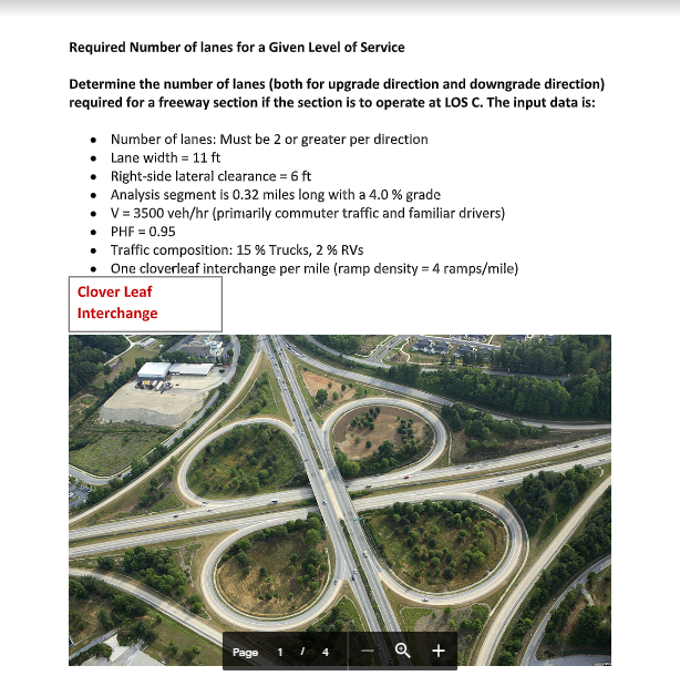 Solved Required Number of lanes for a Given Level of Service | Chegg.com