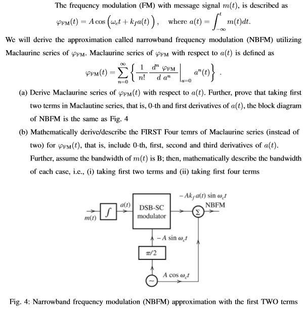 Solved The frequency modulation (FM) with message signal | Chegg.com