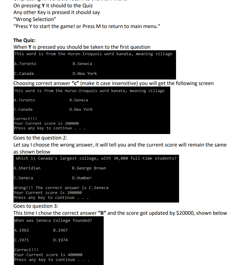 Solved The Project is a simple Quiz Game designed in C. | Chegg.com