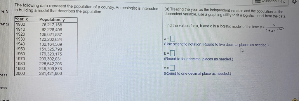 Solved The following data represent the population of a | Chegg.com