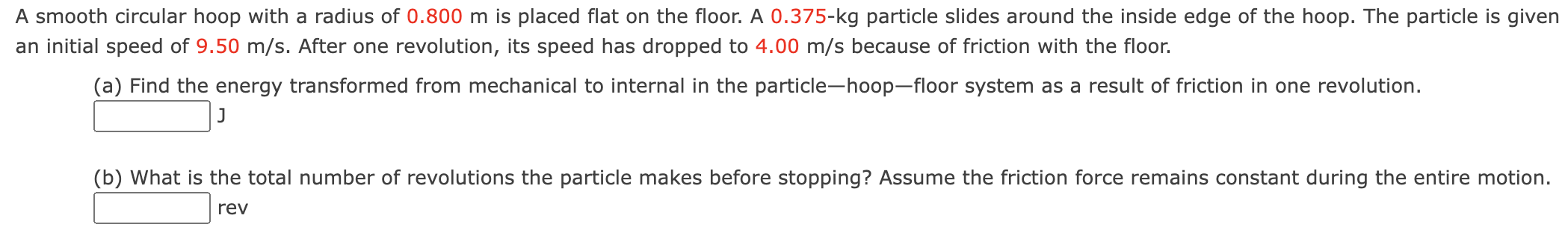 Solved A smooth circular hoop with a radius of 0.800 m is | Chegg.com