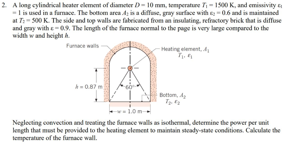 Solved 2. A long cylindrical heater element of diameter D10