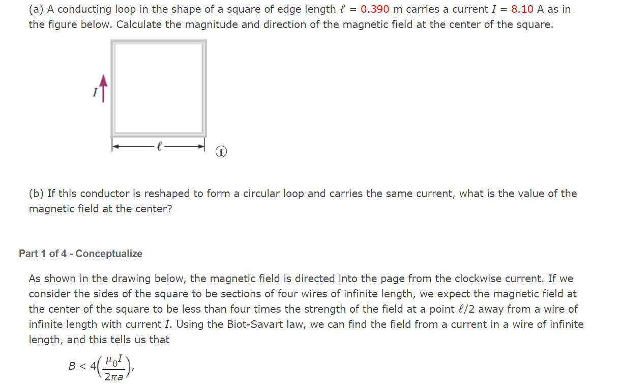 Solved (a) A conducting loop in the shape of a square of | Chegg.com