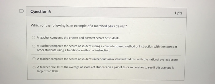 Solved D Question 6 1 pts Which of the following is an | Chegg.com