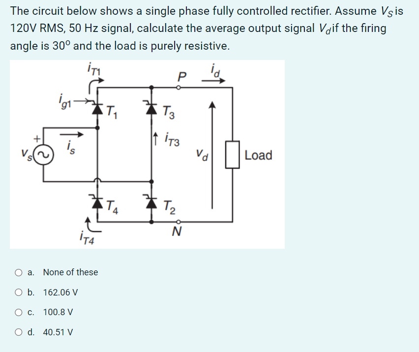 Solved The circuit below shows a single phase fully | Chegg.com